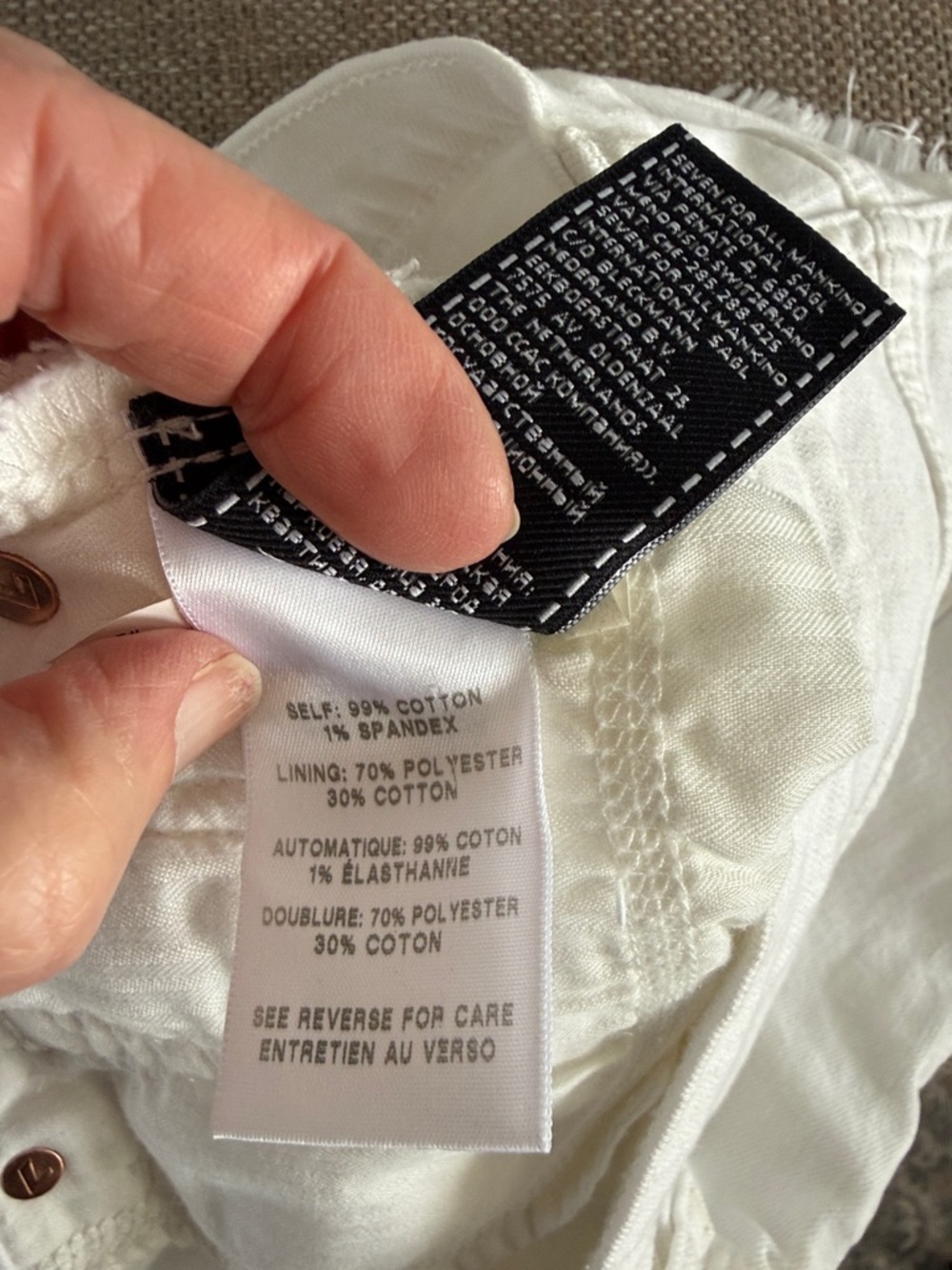 7 For All Mankind White Frayed Hem Denim Shorts with Gold Hardware - Picture 9 of 9